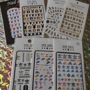NEW! Set 7 Sports, Playboy & Dollar Nail Decals/Stickers